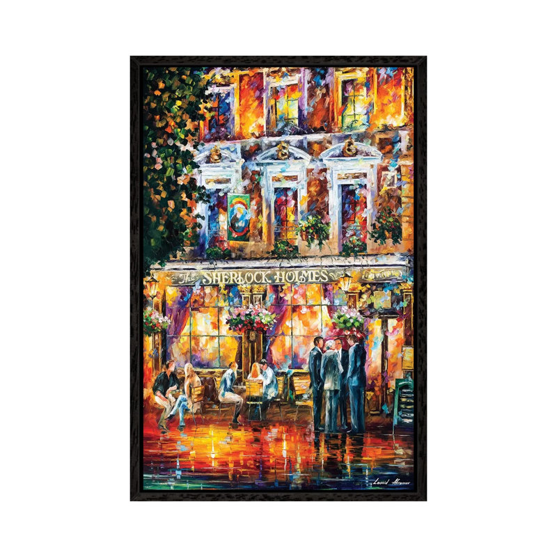 Sherlock Holmes by Leonid Afremov - Painting on Canvas, Black Framed Canvas, 66.04 cm H x 45.72 cm W