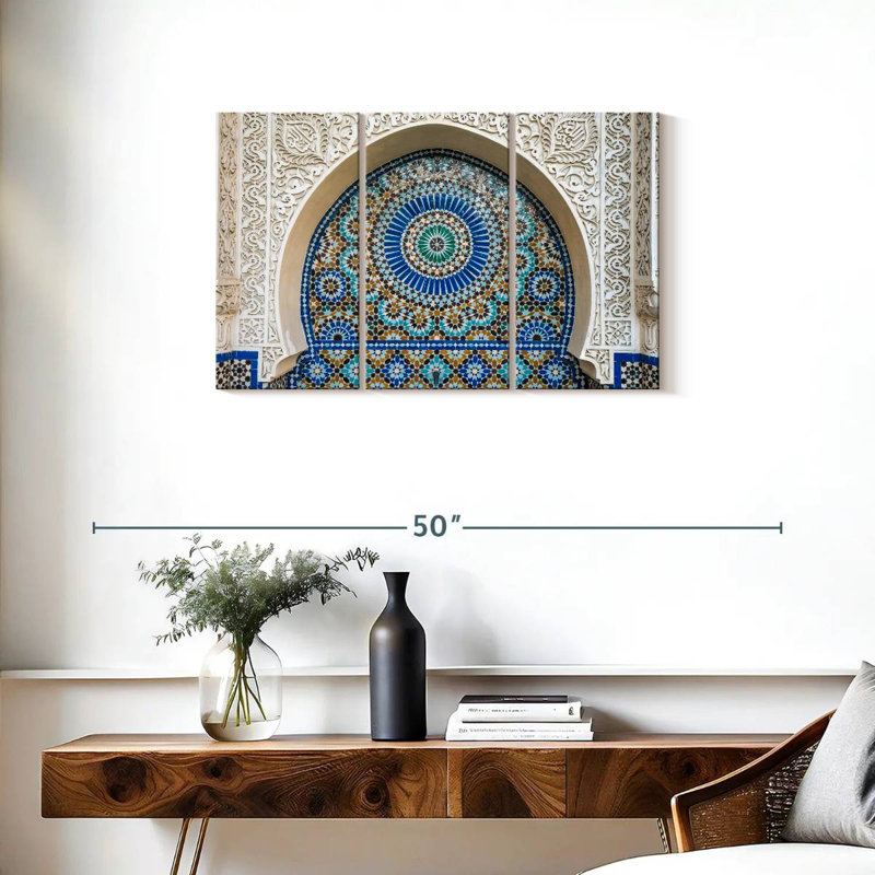 Ensemble de 3 carreaux marocains sur toile, H 33 po x l 20 po x P 1,25 po