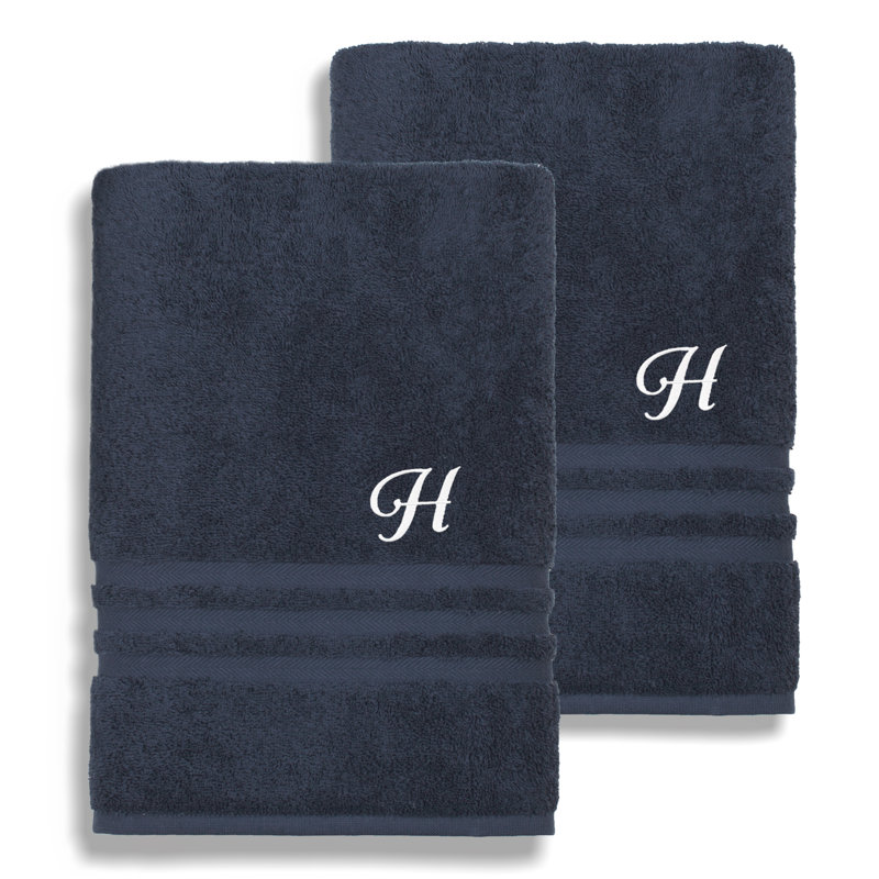 Ensemble de serviettes de bain 1 pièce en coton turc Denzi, E, Bleu marine