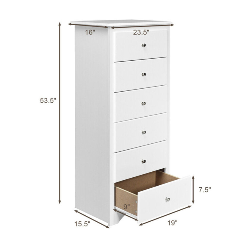 Badamo 23.5'' W 6 - Drawer Dresser, White