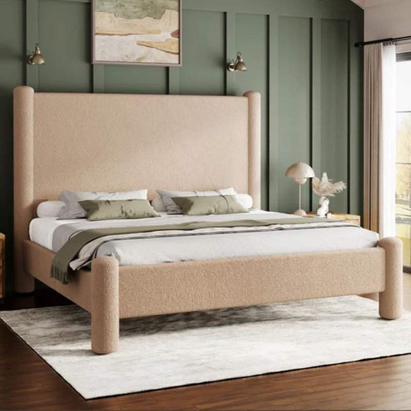 Lit plateforme tapissier Kalylah, Très grand, Khaki