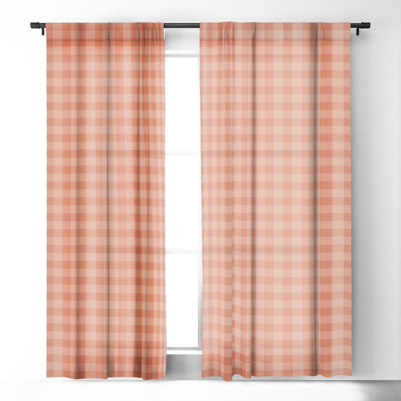 Colour Poems Gingham Rose 1pc Blackout Window Curtain Panel, 50" W x 63" L