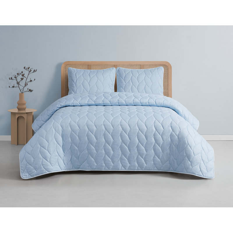 Emily 3 Piece Comforter Set, King Comforter + 2 King Shams, Blue