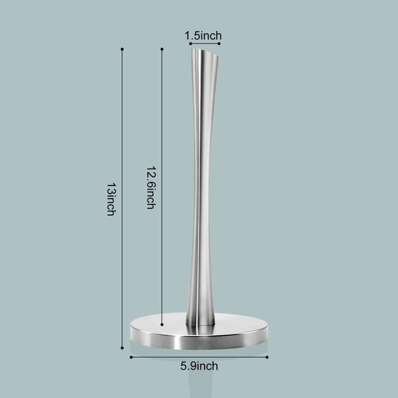 Porte-essuie-tout sur pied en acier inoxydable nickel brossé pour cuisine et salle de bain, Nickel brossé