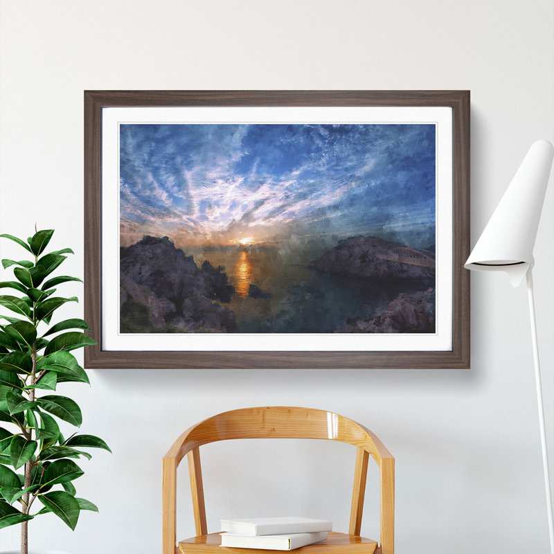 Beautiful Sunrise - Picture Frame Painting, 36cm H x 48cm W x 2cm D, Walnut Framed