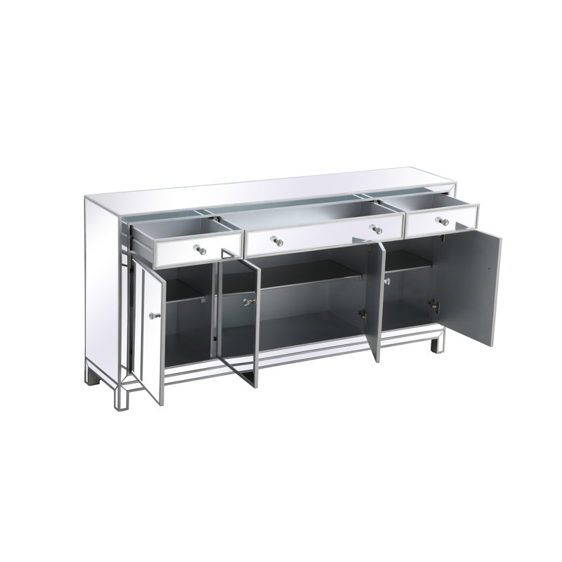 Crédence 3 tiroirs Bronx, H 36 po x l 72 po x P 15,75 po, Argent