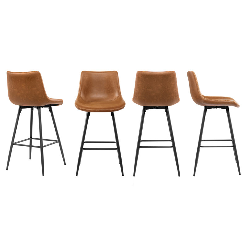 Tabouret de comptoir moderne en similicuir, Brun whisky, Tabouret de comptoir (siège d'une hauteur de 24 p, 4