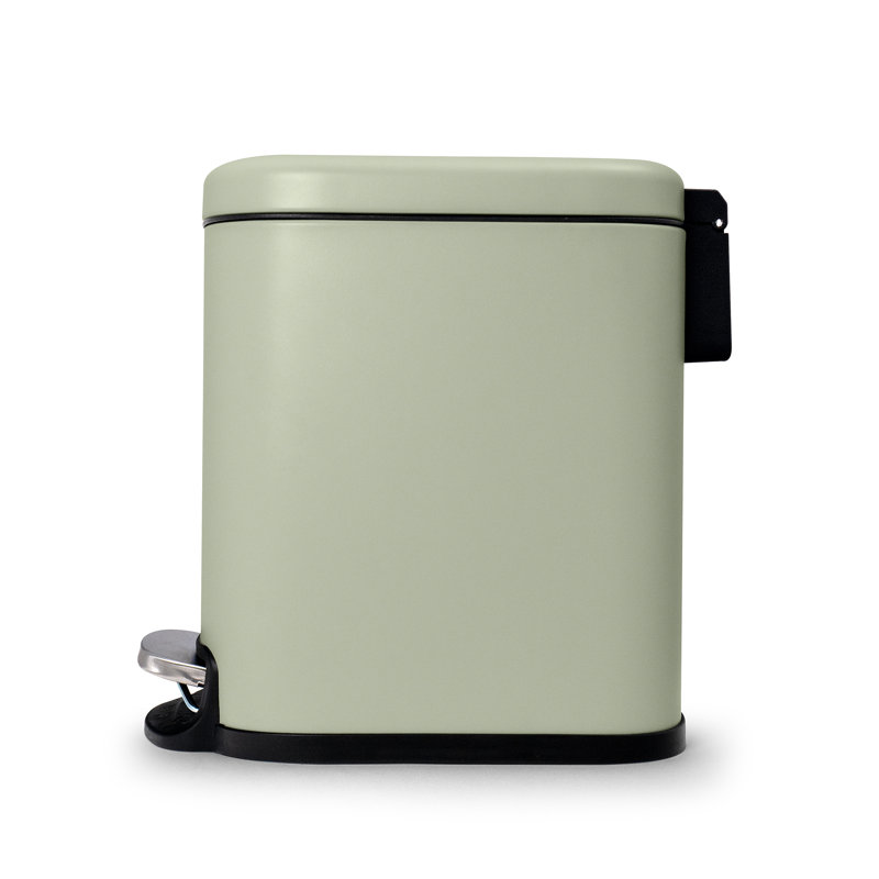 Poubelle à pédale rectangulaire mince 1,3 gallons avec couvercle à fermeture douce, seau intérieur amovible et pédale Acento Linea, vert sauge doux au toucher