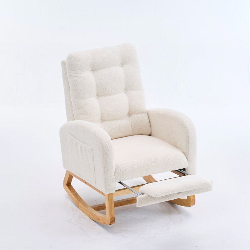 Chaise berçante d'appoint avec repose-pieds, Blanc