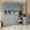 Lit escamotable simple simple avec placard, tiroirs et bureau - gris