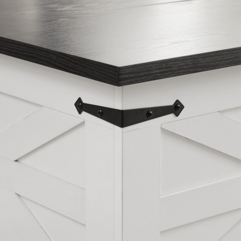 White and Black Square Wood Coffee Table with Hidden Storage