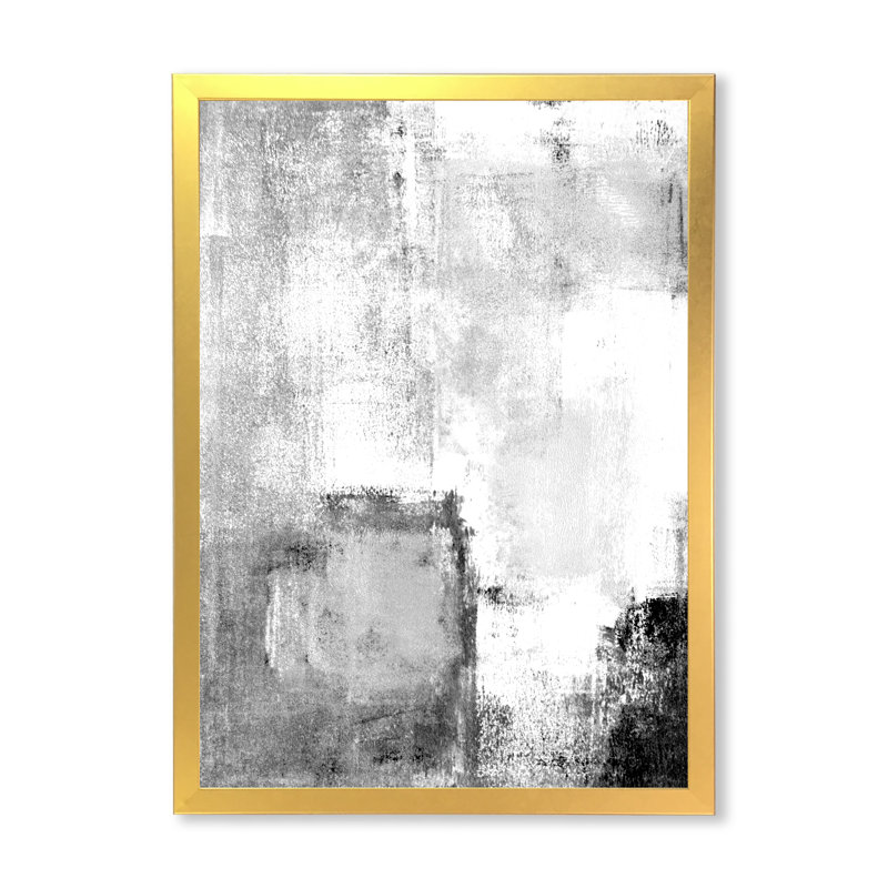 Art moderne gris et bleu II 2FDP47722, Encadrement doré, H 12 po x l 8 po x P 1 po