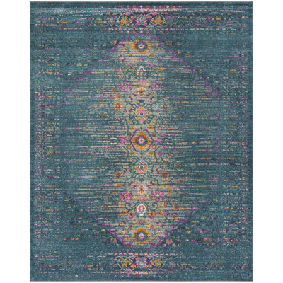 Felty Floral Blue Area Rug