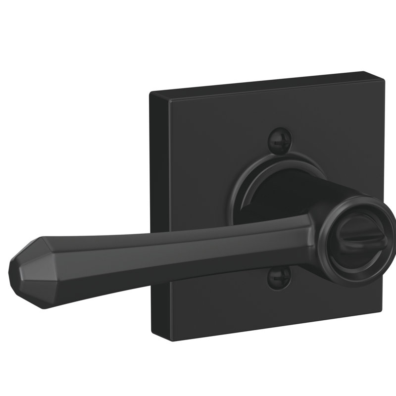 Dempsey Keyed Entry Lever with Collins Trim, Matte Black