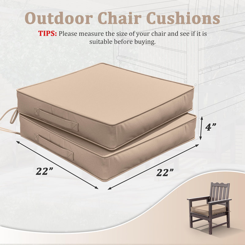 Coussins de siège d'extérieur de 4 po et coussins de siège de salle à manger de 22 po x 22 po , Sable
