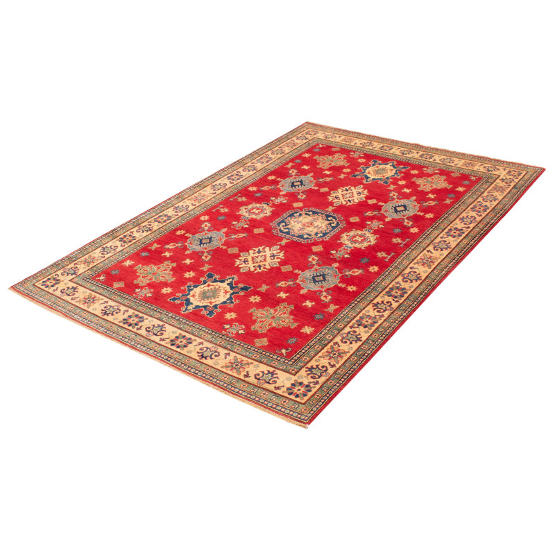 Tapis unique en laine noué à la main 8 pi 4 po x 10 pi 1 po New Age de couleur crème / rouge / bleu Aluesi