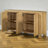 Natural Wood 4-door Buffet Sideboard With Adjustable Shelves And Distressed Oak Finish, 59"-510070637