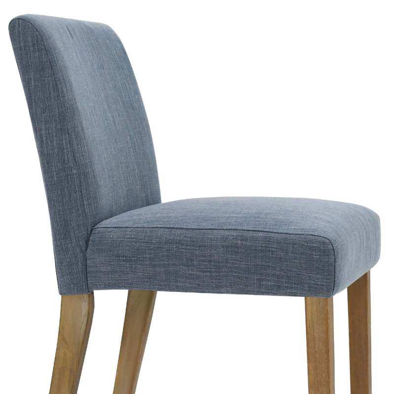 Ensemble de table et de chaises pour 4 personnes avec table ronde et 4 chaises rembourrées à pieds en bois massif, Blue