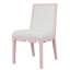Square Back Dining Chair With Decorative Apron In Matte Pink Lacquer With Performance White Linen Upholstery