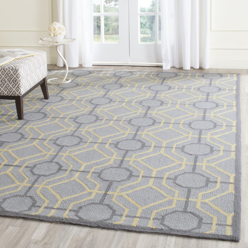 Tapis gris crocheté à la main Naya, Rectangle 8 pi x 10 pi