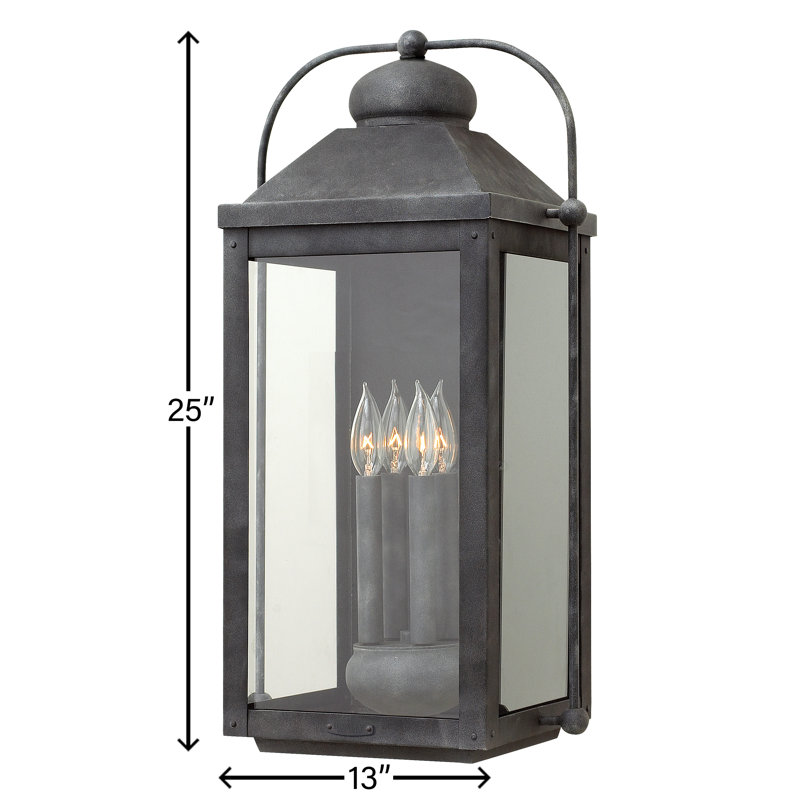 Anchorage 4-Light Outdoor Wall Lantern, Aged Zinc, 11" W x 21.25" H