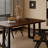 Quame Solid Wood Top Metal Base Dining Table-1360580628