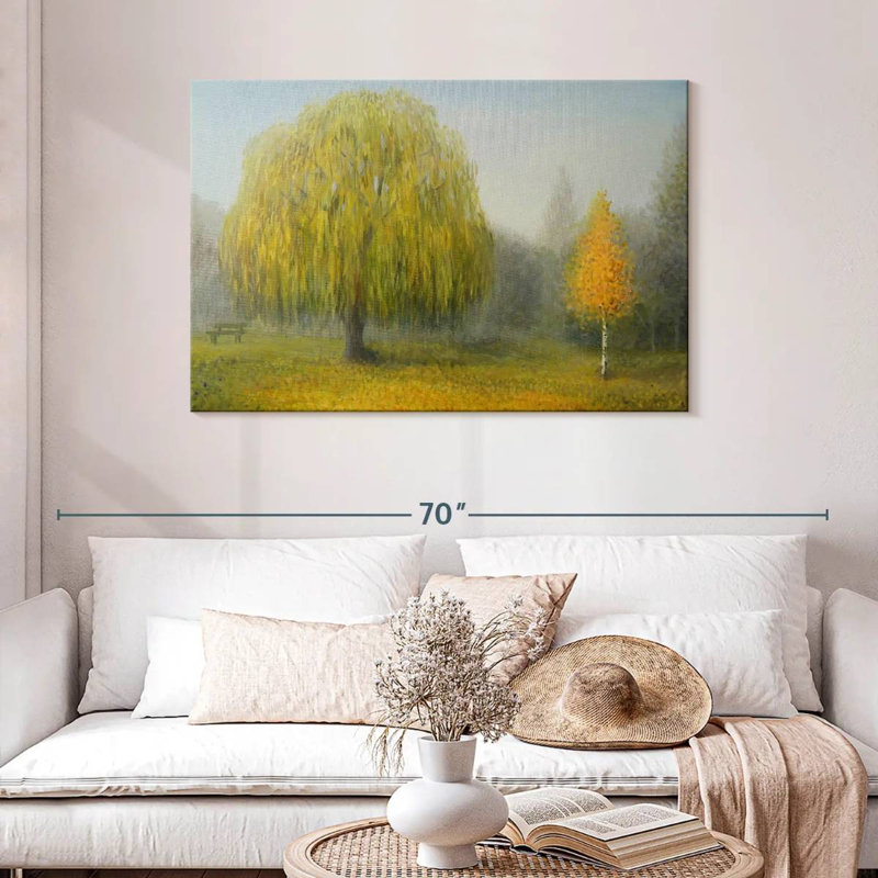 Misty Willow Tree, peinture, H 30 po x l 45 po