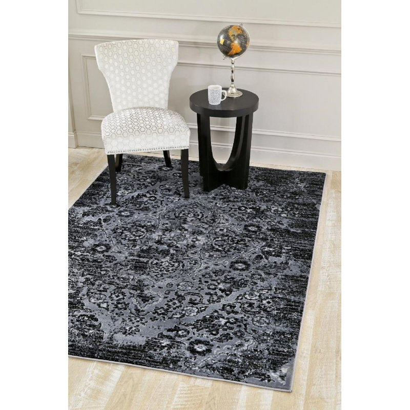 Tapis d'intérieur à motif abstrait gris Mogos, 5 pi 2 po x 7 pi 2 po