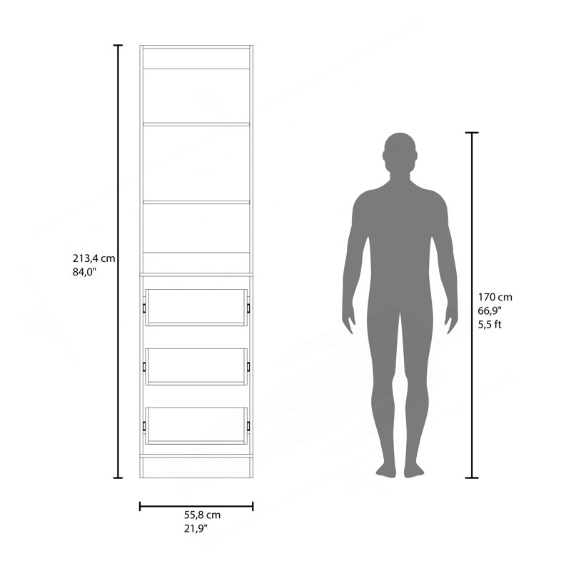Placard Erie, 3 tiroirs, 3 tablettes, blanc