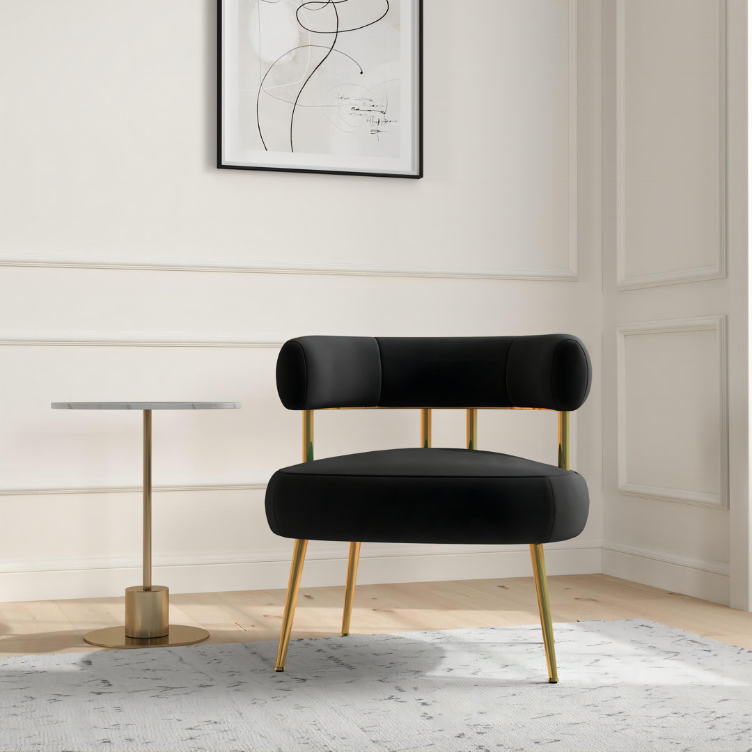 Maybrie 28.8" Wide Tufted Armchair Everly Quinn Leg