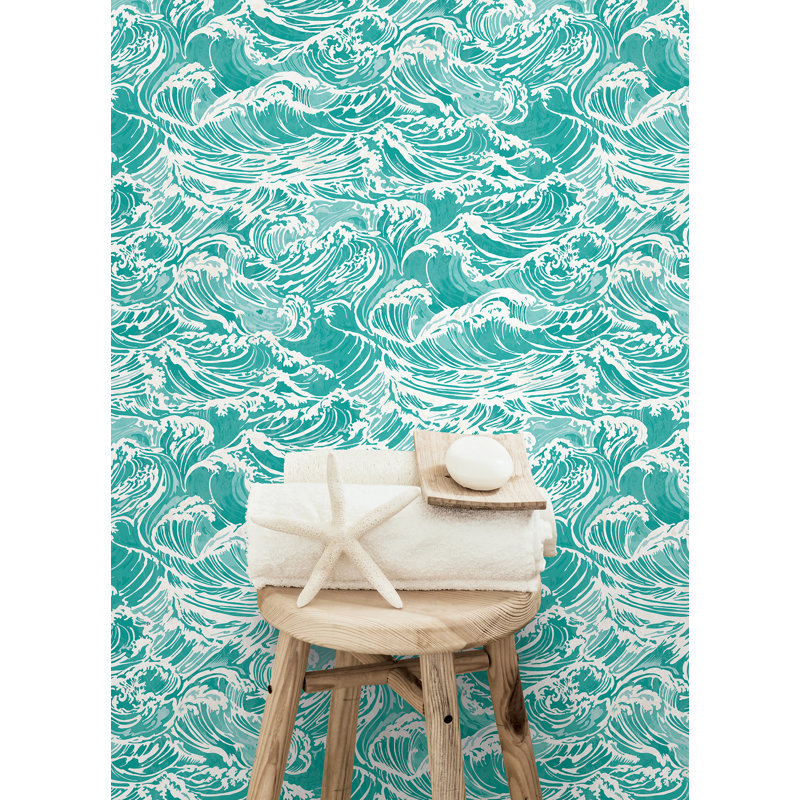 Papier peint adhésif Crashing Waves, Vert
