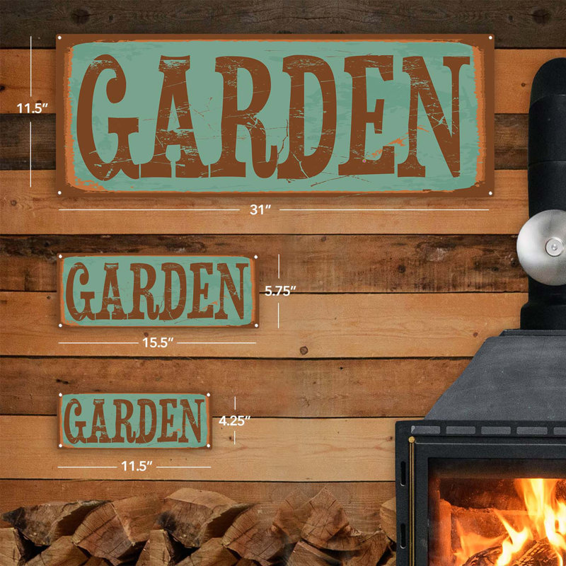 «Garden Metal Sign» sur métal, H 11,5 po x l 31 po