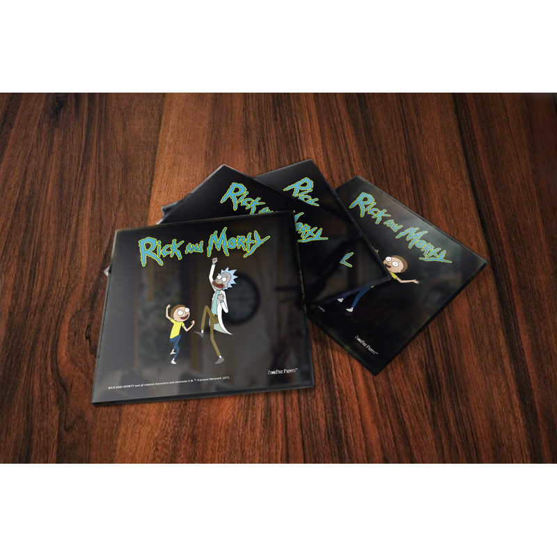 (Symboles) Ensemble de sous-verres en verre Starfire, Rick et Morty / Personnages