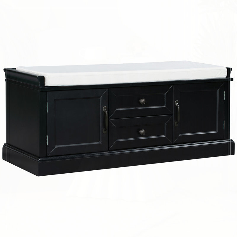 Banc de rangement avec 2 tiroirs et 2 armoires, Noir
