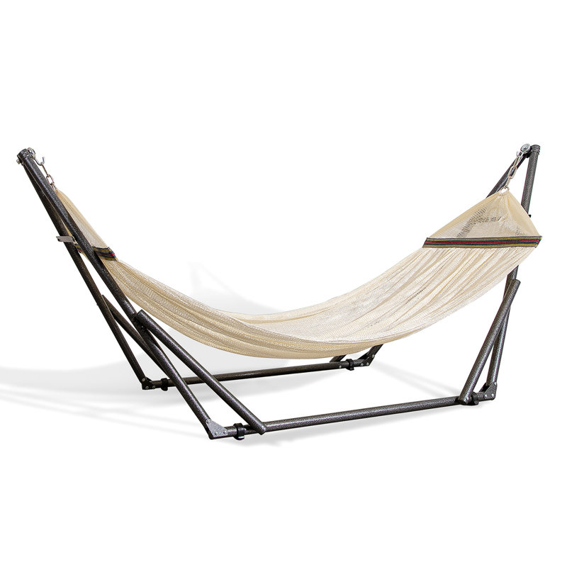 Govan Portable Camping Hammock with Stand, Ivory, 116" L x 33"W x 39" H
