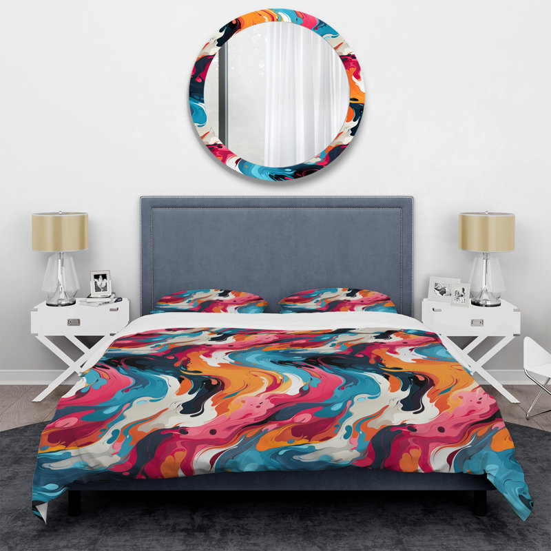 Ensemble de housse de couette Popart Dynamic Brushstrokes I, Housse de couette simple + 1 taie décorative stan