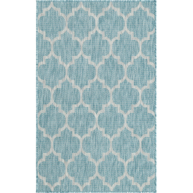 Outdoor Preen Area Rug Blue Green Color, Rectangle 3'3" x 5'3"