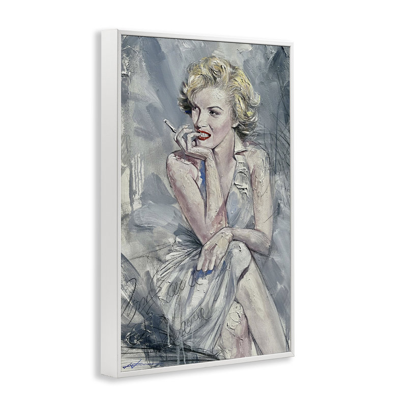 Élégante estampe abstraite Marilyn, giclée par Lucille Lee, Estampe numérique encadrée blanc bord de mer, H 18 po x l 12 po