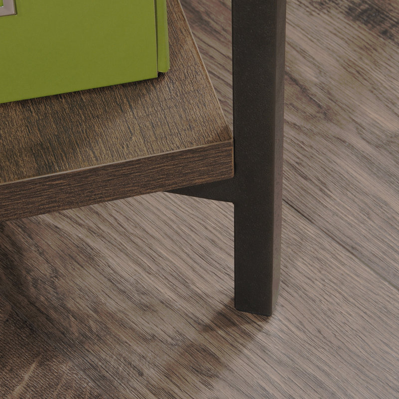 Bureau en L avec style rustique, finition brune
