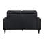 Cuir noir avec mousse à haute densité, structure en bois massif, assise de 20,5 po de profondeur, coussins en mousse de style rétro, largeur du produit de 34,5 po, lignes