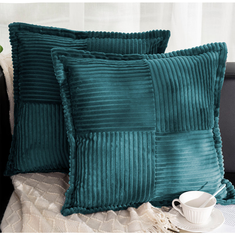 2-Pack Corduroy Throw Pillows 18X18 Inch With Insert And Cover, Soft Decorative Cushions For Couch Bed Living Room, Hidden Zipper