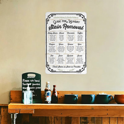 High-Quality Tin Sign Decor,  Guide For Laundry Stain Removal , durable, fade-resistant, easy to hang, perfect for home, kitchen, bar decor to add rustic or modern charm.