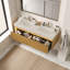 Meuble-lavabo 60 po, armoire de rangement en contreplaqué flottant ultra-mince, tiroirs et capteur 60 po