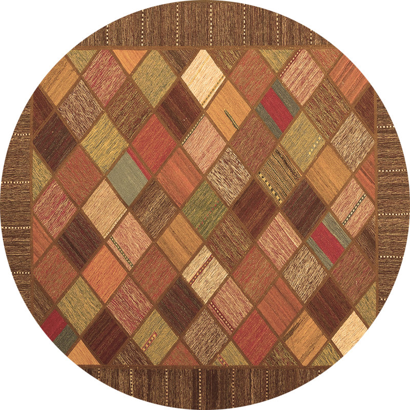 Tapis contemporains brun lavable à la machine 2642, Rond 8 pi