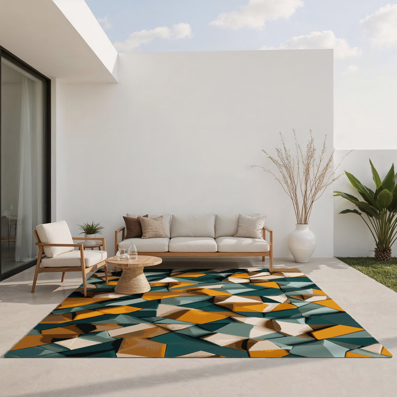 Digital Dunescape Indoor And Outdoor Area Rug, Rectangle 1'6" x 2'6"