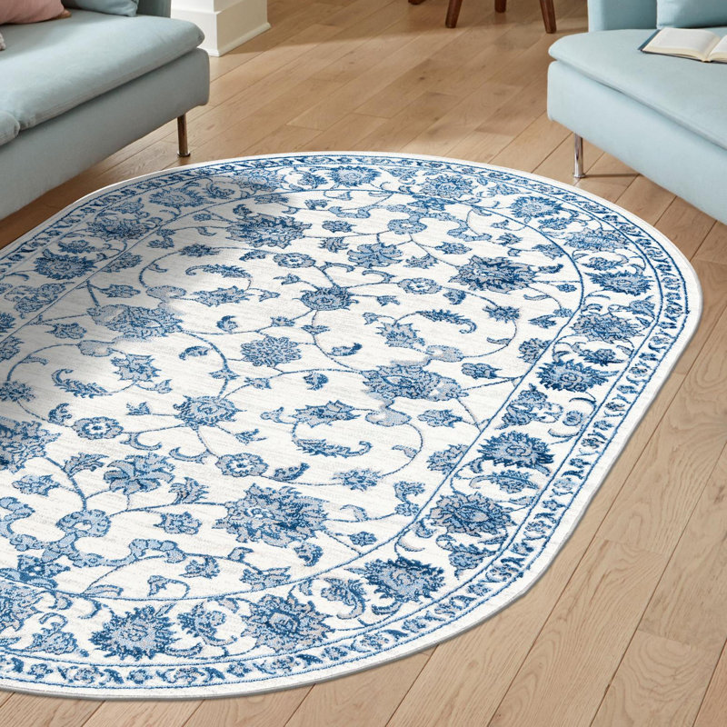 Tapis ivoire / bleu Muth, Rectangle 7 pi 10 po x 10 pi