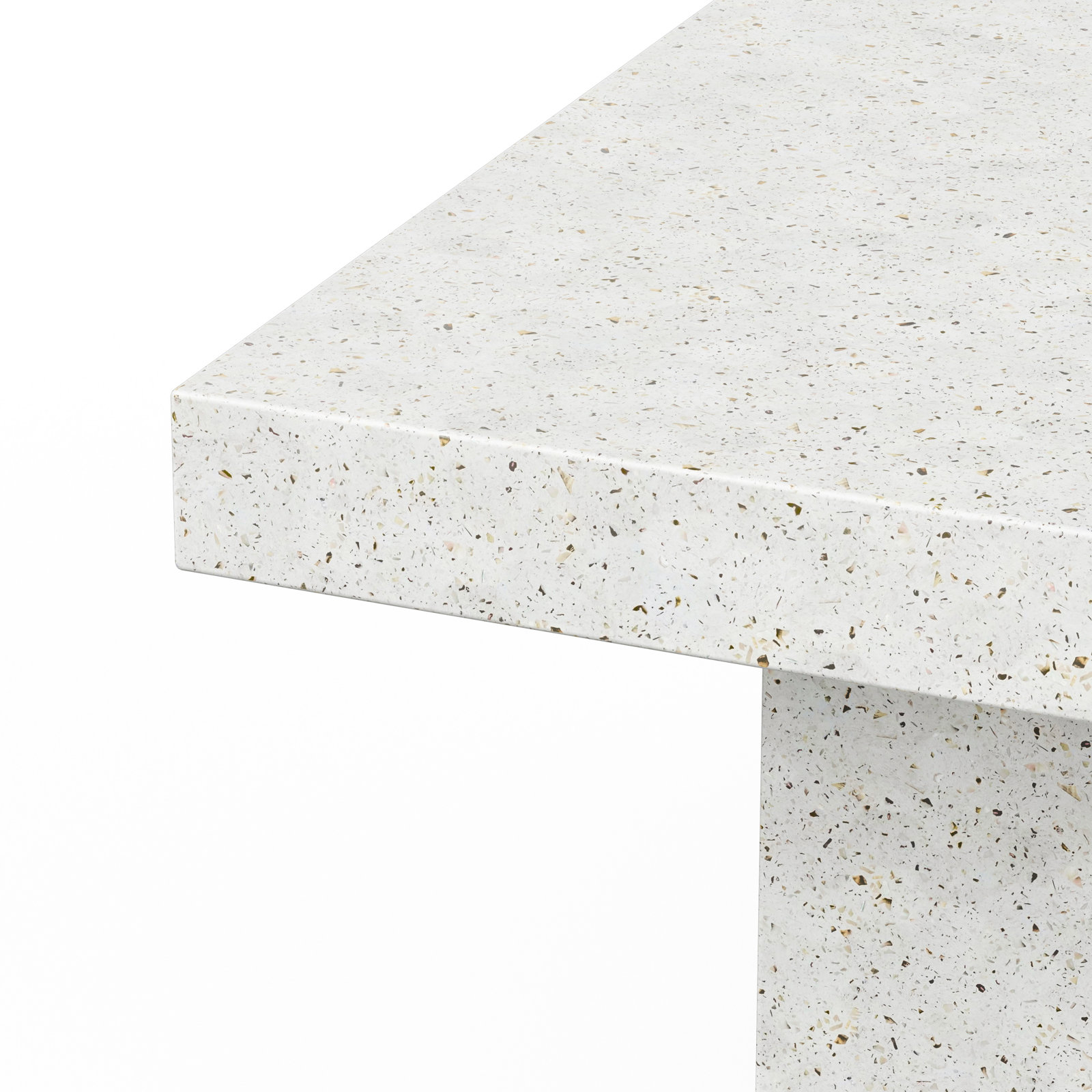 Kareen Pedestal Dining Table, 70.75" L x 35.5" W, Standard Table (30.5" Height), Ivory Terrazo