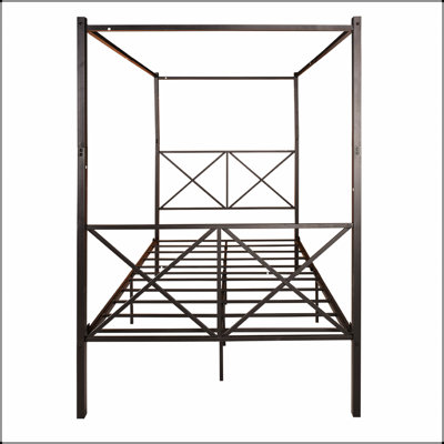 Metal Canopy Bed Frame, Platform Bed Frame  with X Shaped Frame