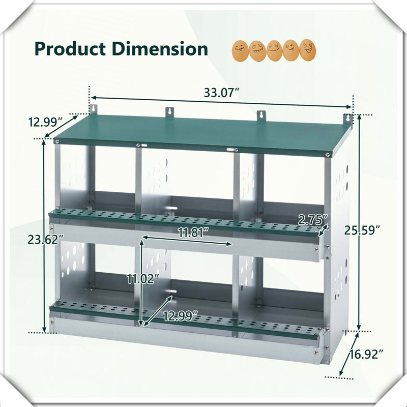 6-Compartment Chicken Nesting Box Roll Away Egg Laying Box