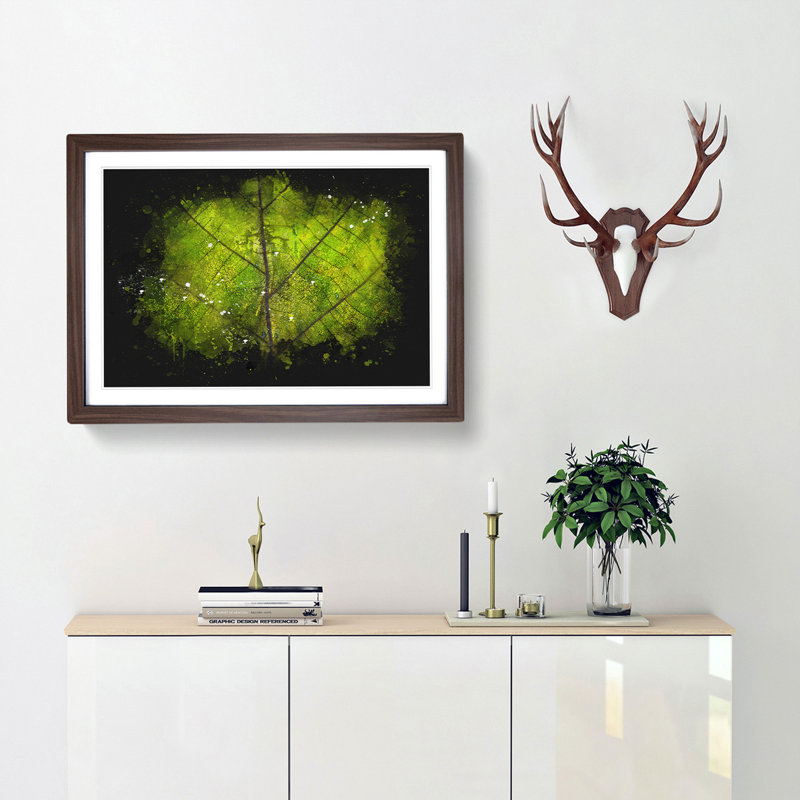 Lines Of The Leaf Paint Splash - Picture Frame Graphic Art, 62cm H x 87cm W x 2cm D, Walnut Framed